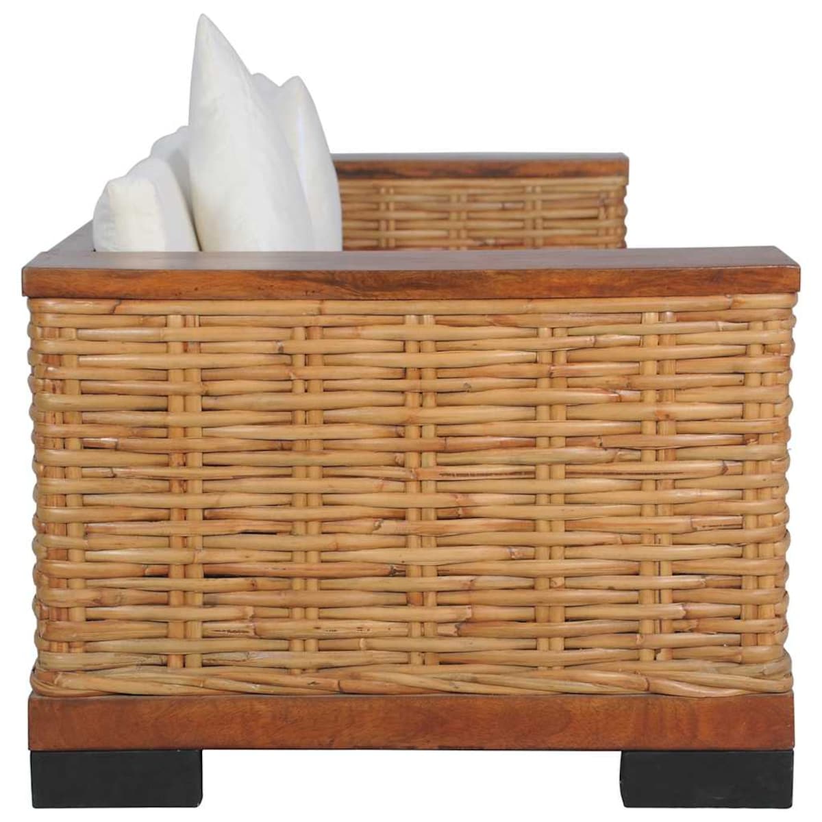 vidaXL 3-cz. zestaw wypoczynkowy, poduszki, brązowy, naturalny rattan