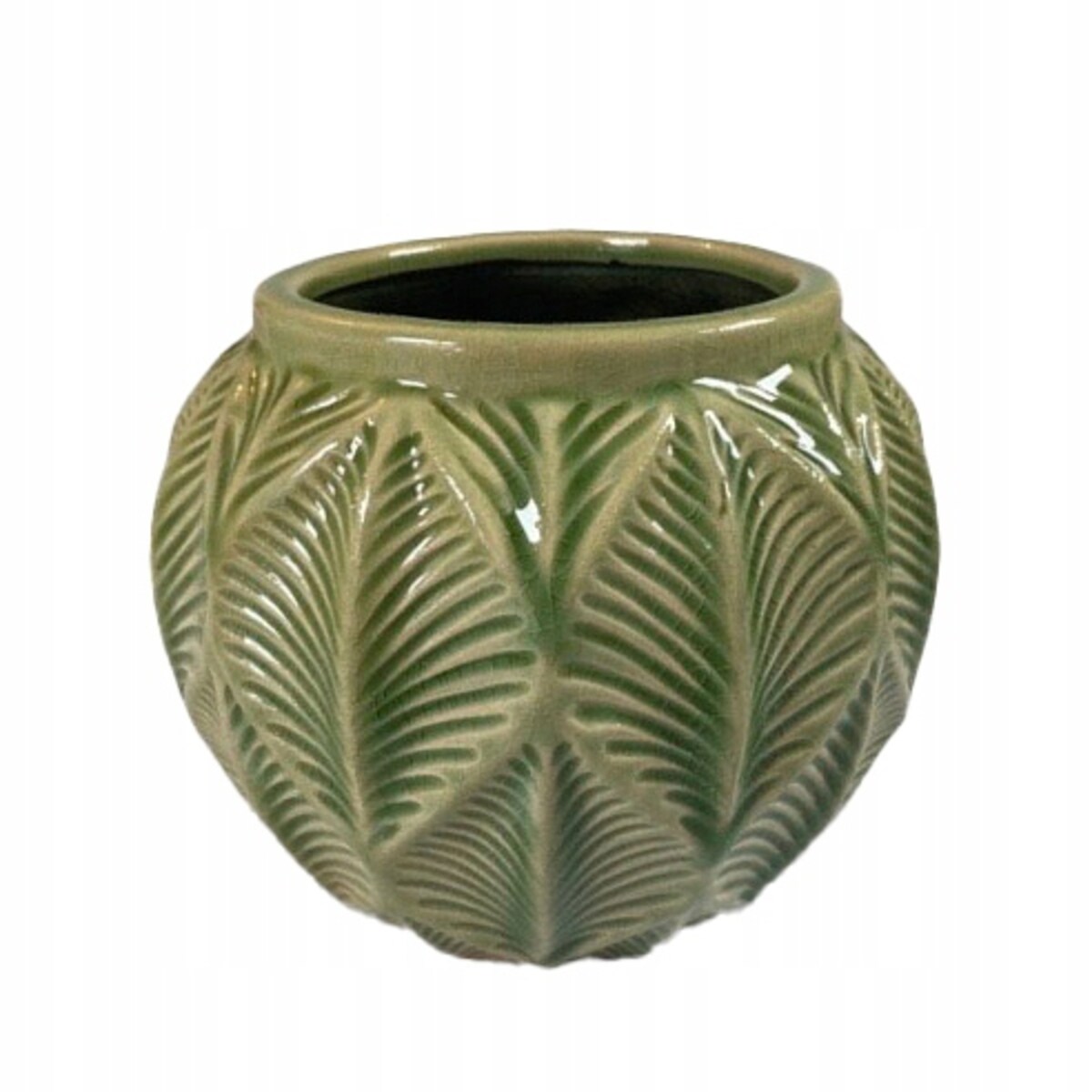 DONICZKA ZIELONA 16cm okrągła ceramika donica na balkon taras do salonu