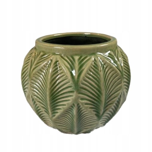 DONICZKA ZIELONA 16cm okrągła ceramika donica na balkon taras do salonu