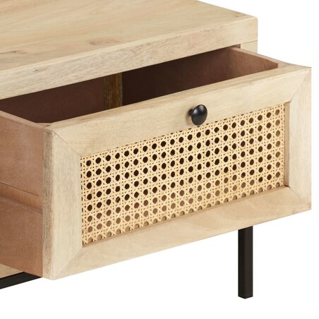 vidaXL Stolik kawowy, 90x50x37 cm, drewno mango i naturalna trzcina