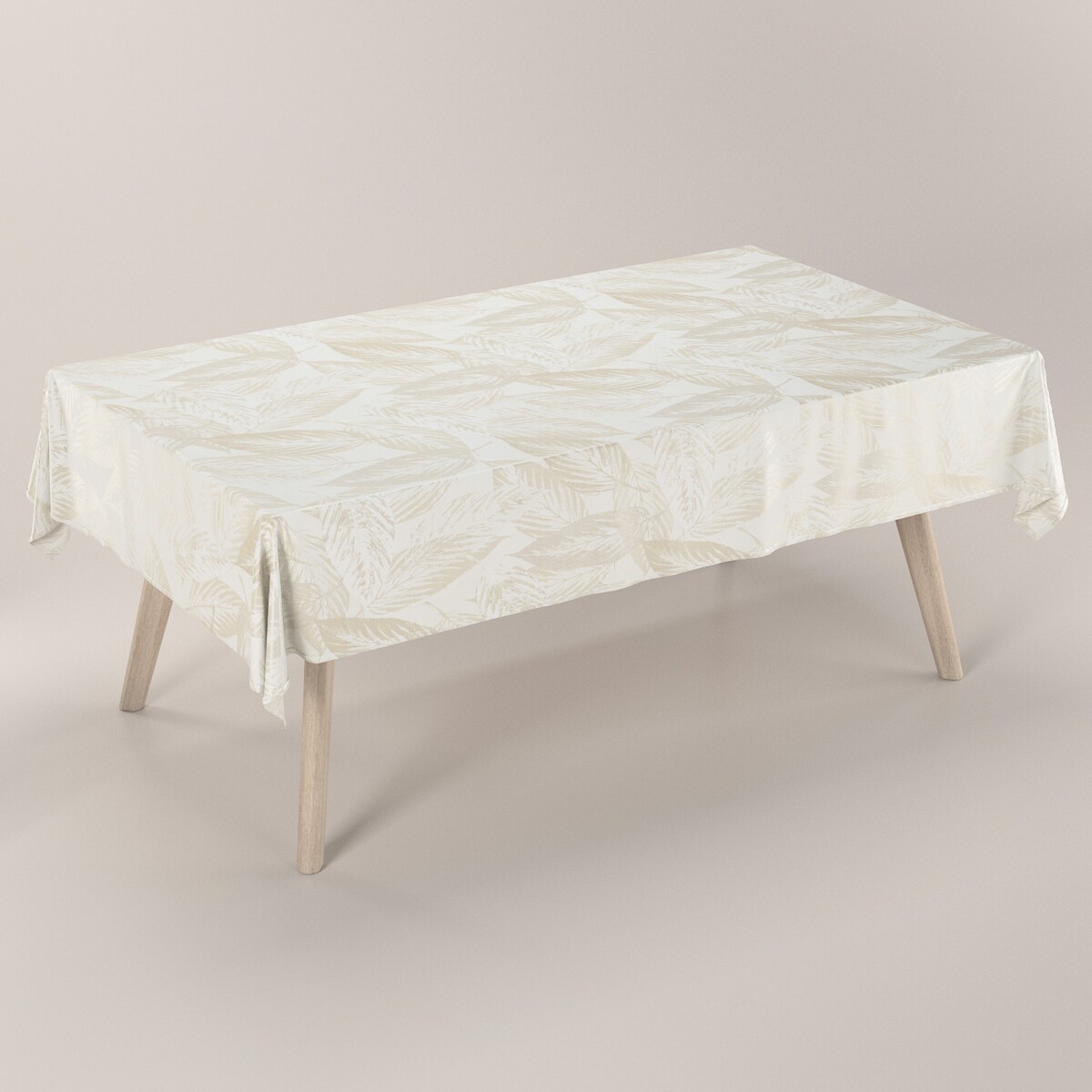 Obrus prostokątny 100 x 100 cm szaro-beżowe liście