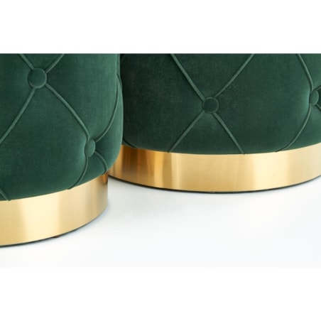 2 PUFY ZE SCHOWKIEM Grena zielone złota podstawa PIKOWANE