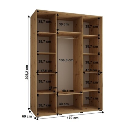 Szafa przesuwna Garderoba SAPPORO 2 170 gł. 60 biały/biały