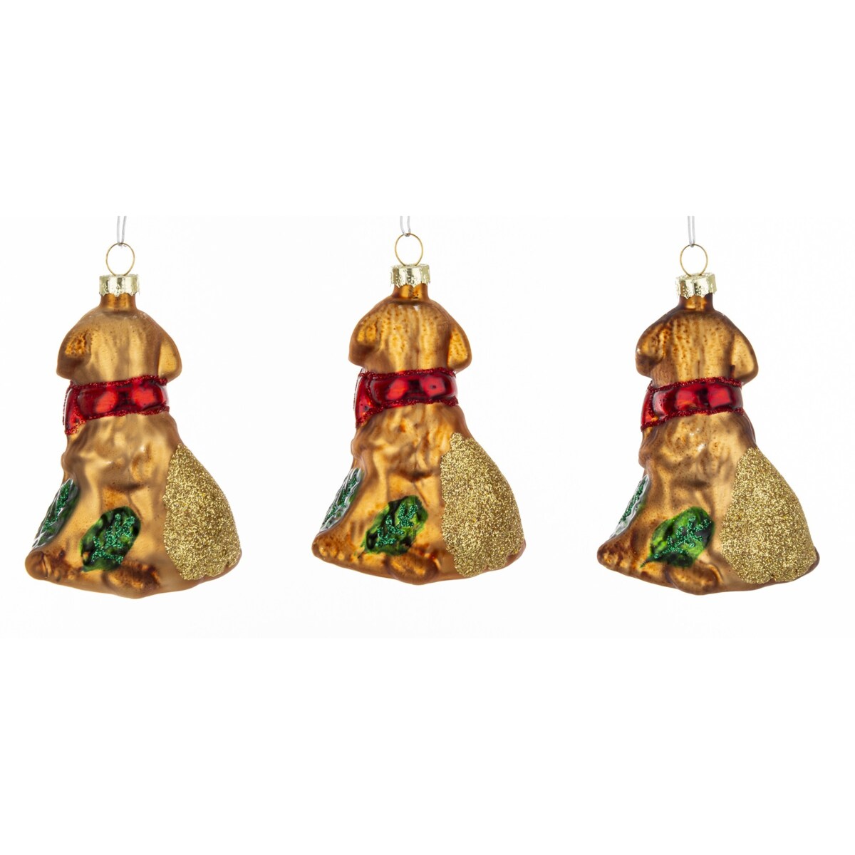 Bombka szklana 3 szt. pieski 9x6,5x5,5 cm PERROS