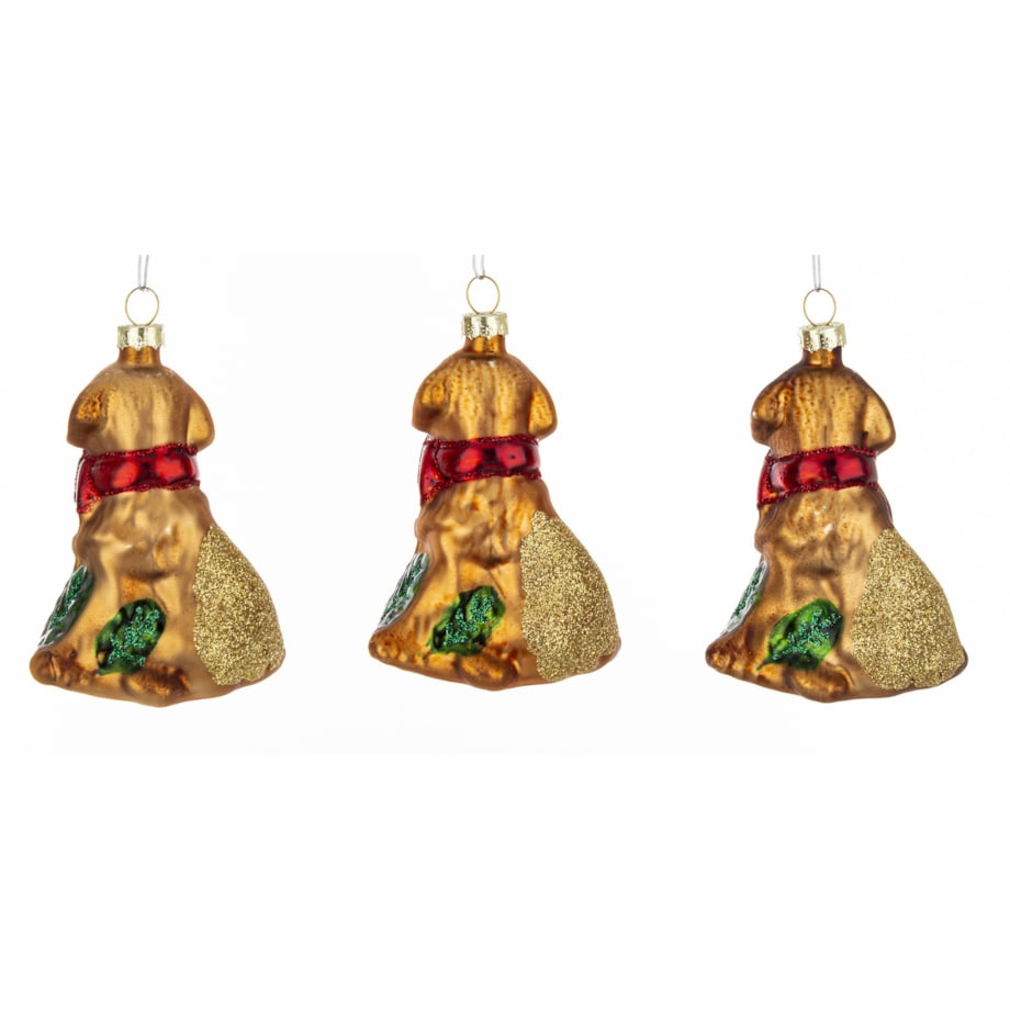 Bombka szklana 3 szt. pieski 9x6,5x5,5 cm PERROS