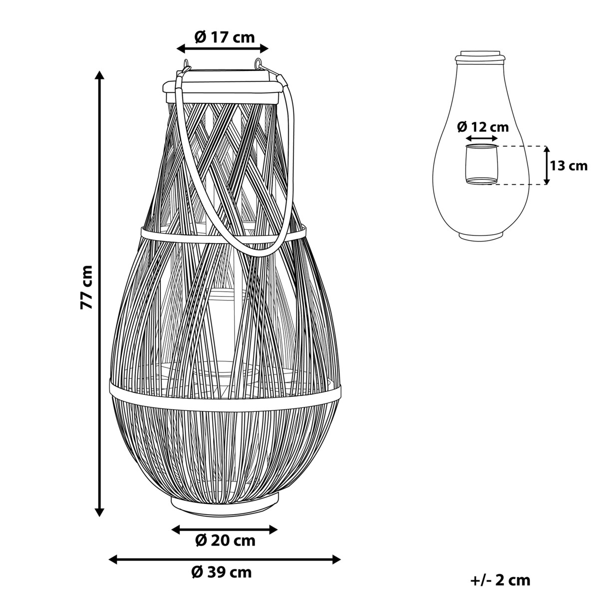 Lampion TONGA Bambus 77 cm Naturalny