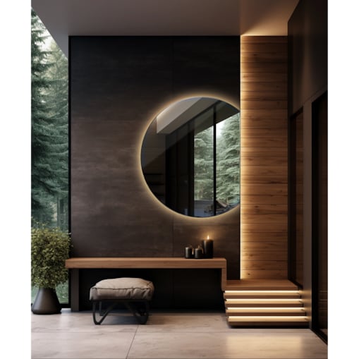Lustro LED ścięte koło 63x70 cm - światło ciepłe