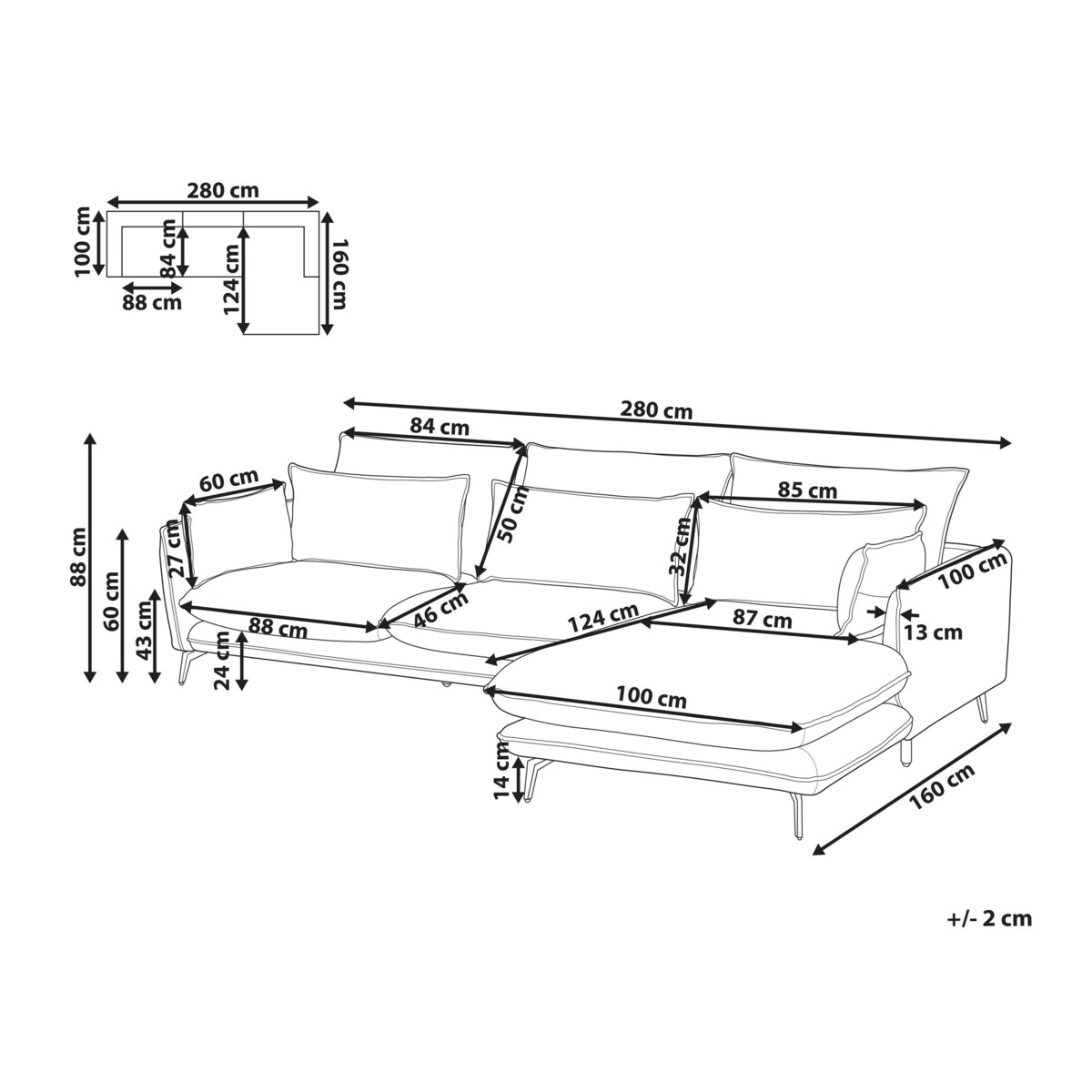 Narożnik lewostronny jasnobrązowy GALLO