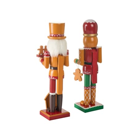 Zestaw 2 figurek dekoracyjnych GRANSJON Dziadek do orzechów 35 cm Pomarańczowy