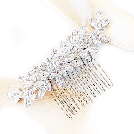 Grzebyk do włosów w stylu GLAM ślub wesele bardzo BŁYSZCZĄCY boczne upięcie