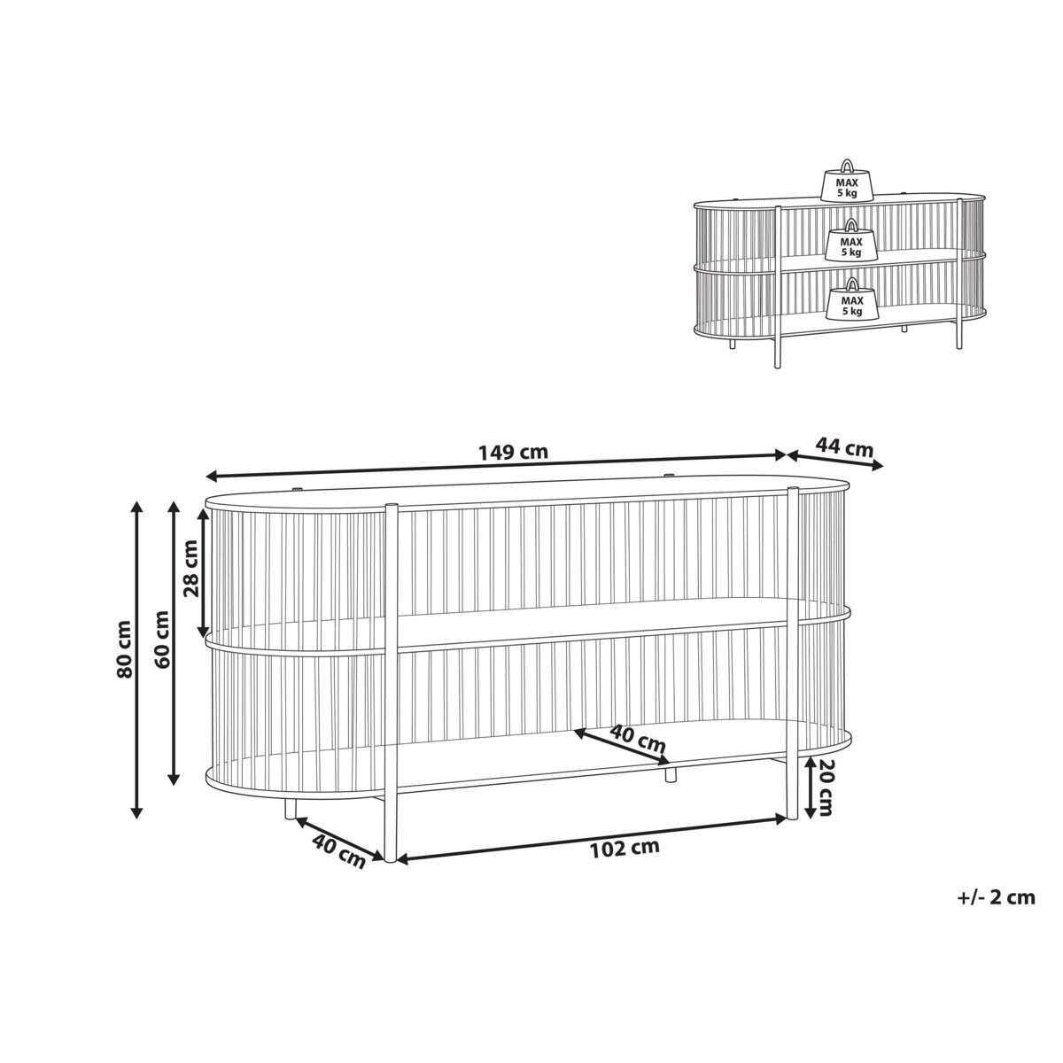 Regał 2 półki BIRSON 80 cm Czarny