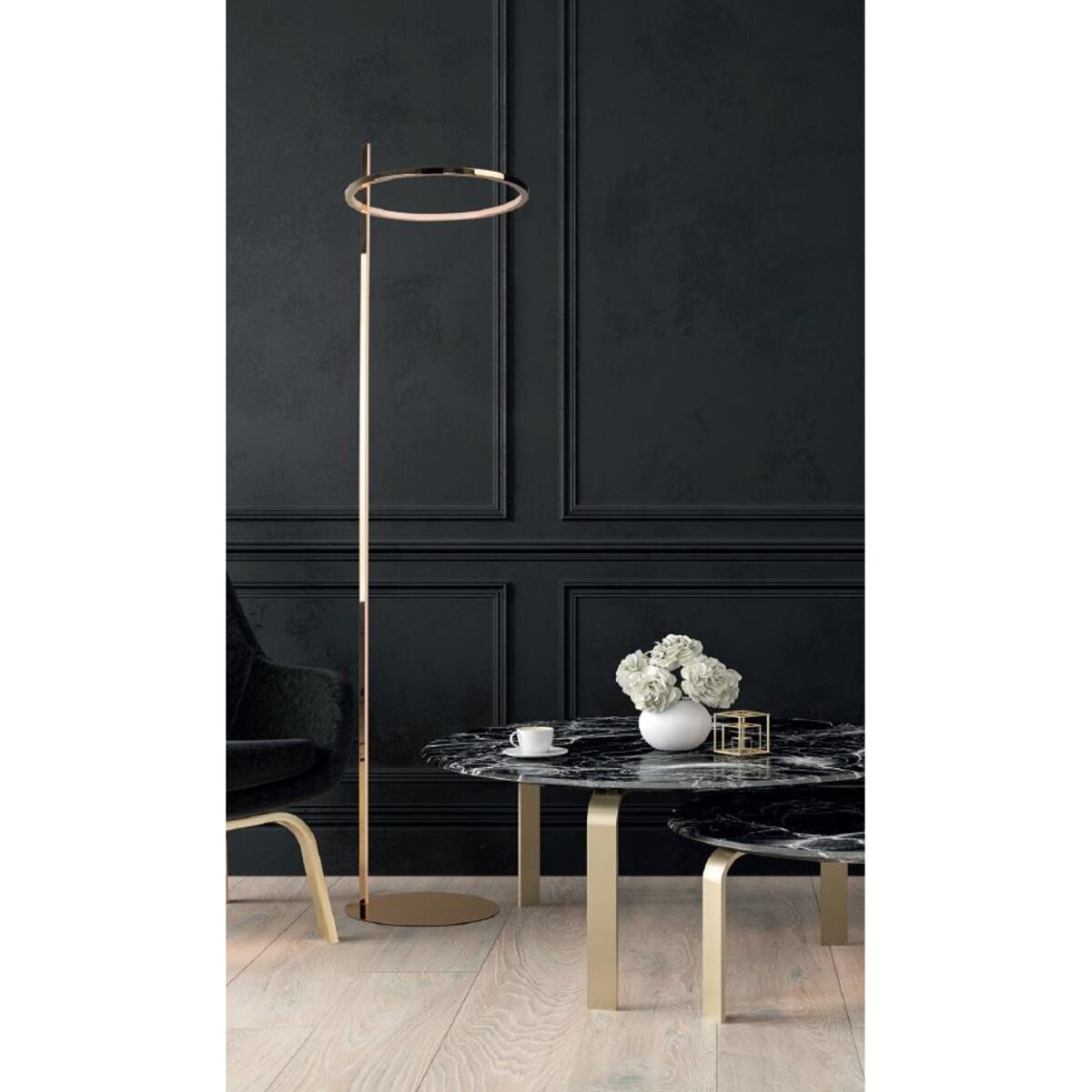 Geometryczna lampa podłogowa LOZANNA ledowa 27W 3000K złota