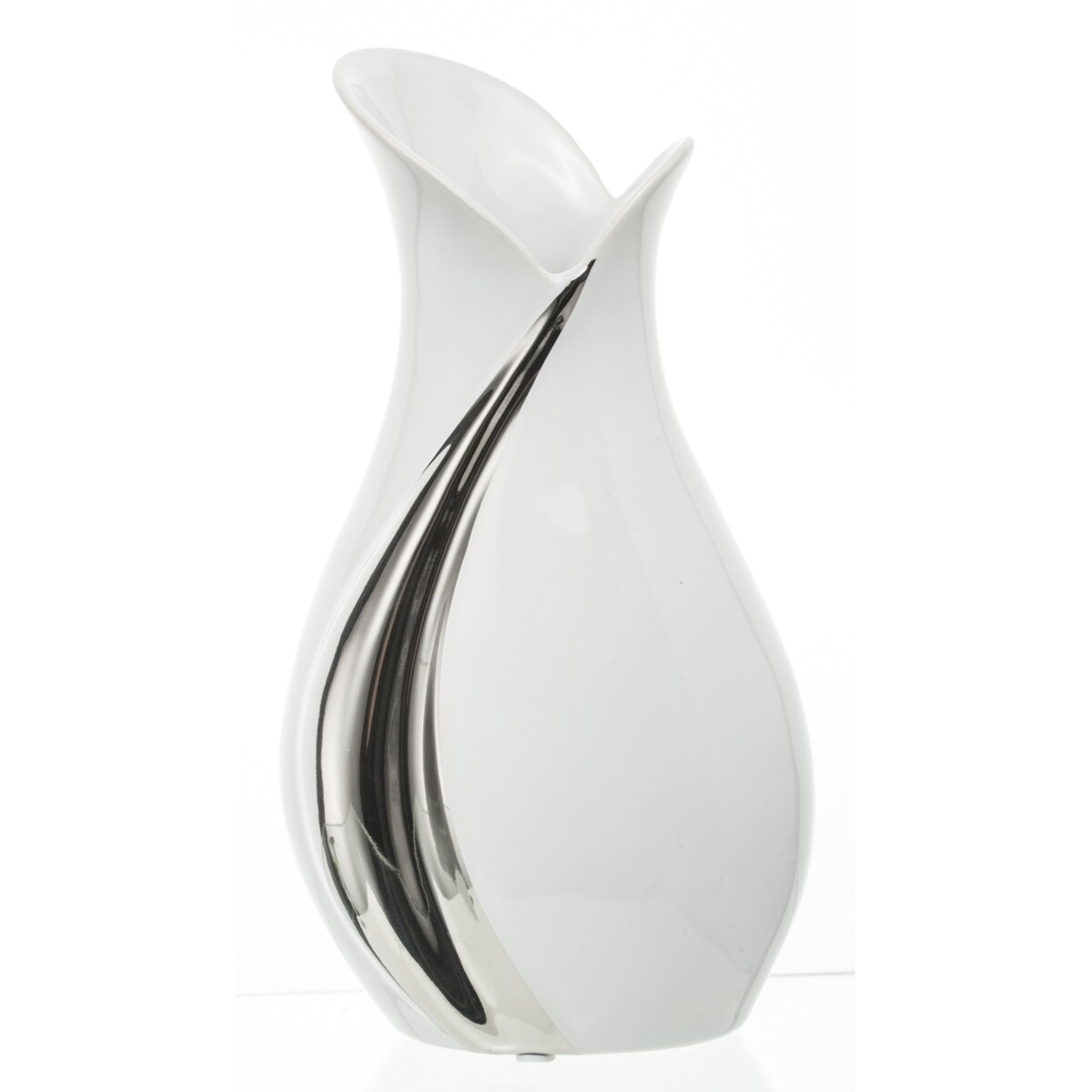 Wazon ceramiczny 30x12,5x15 cm BELO srebrno-biały