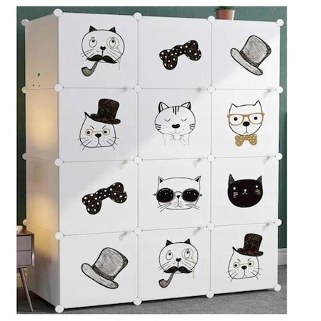 Szafa modułowa duża regał garderoba dla dzieci kolorowa xxl bajkowa kotek