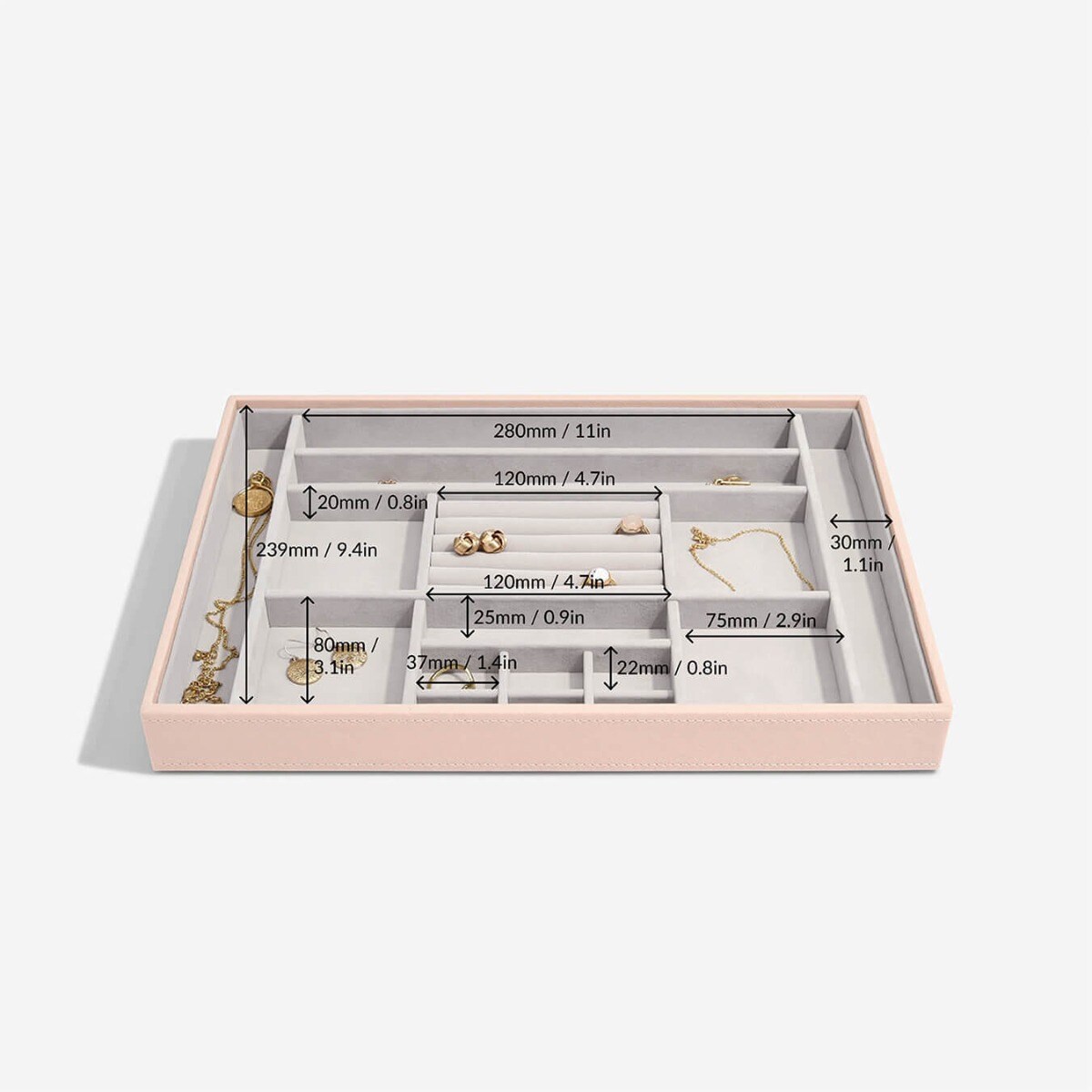 Szkatułka na biżuterię Stackers 16 komorowa supersize jasnoróżowa