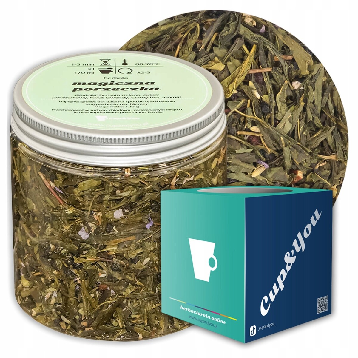 Herbata zielona MAGICZNA PORZECZKA o smaku aromatycznej porzeczki PREMIUM - herbata liściasta sypana mieszanka napar susz - gotowa na prezent upominek