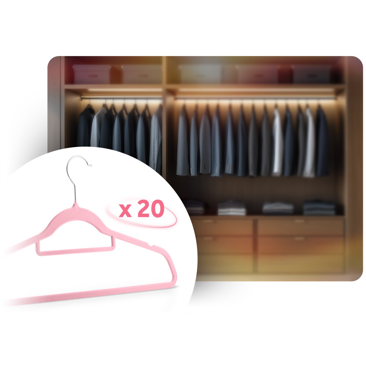 Wieszaki na ubrania welurowe do szafy zestaw 20szt. Massido