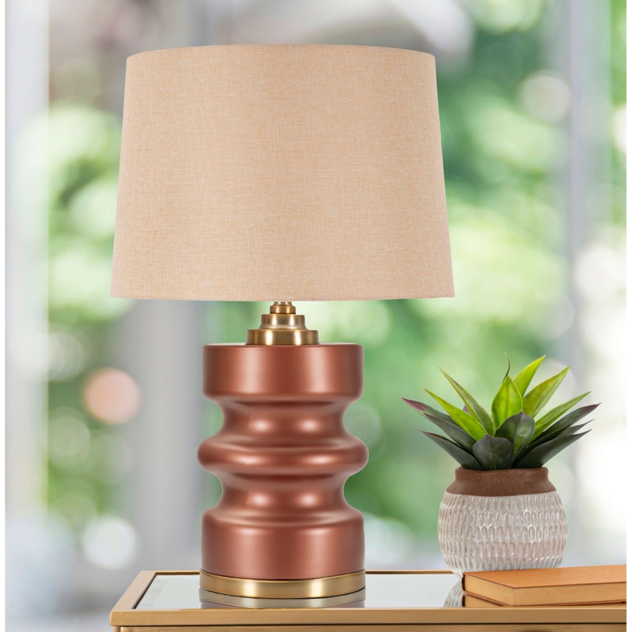 Lampa stołowa z abażurem, Ø 36,5x56 cm SKYGGE bordowy