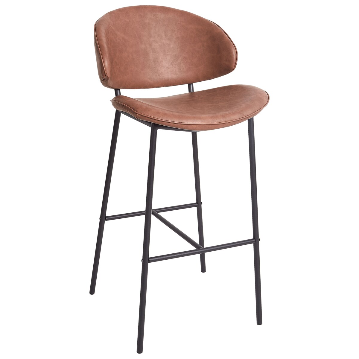 Krzesło barowe Zestaw 2 Skóra ekologiczna Brązowy KIANA
