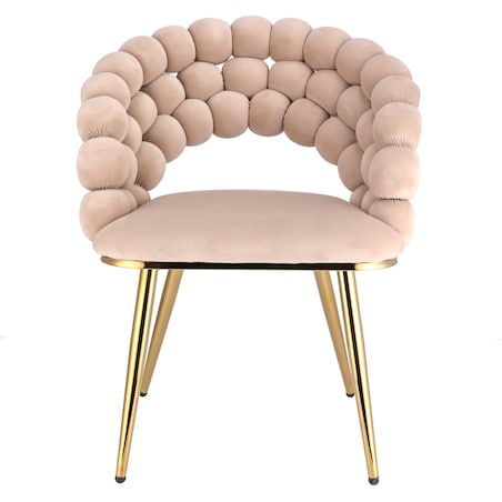 Krzesło tapicerowane welurowe BELLA beżowe