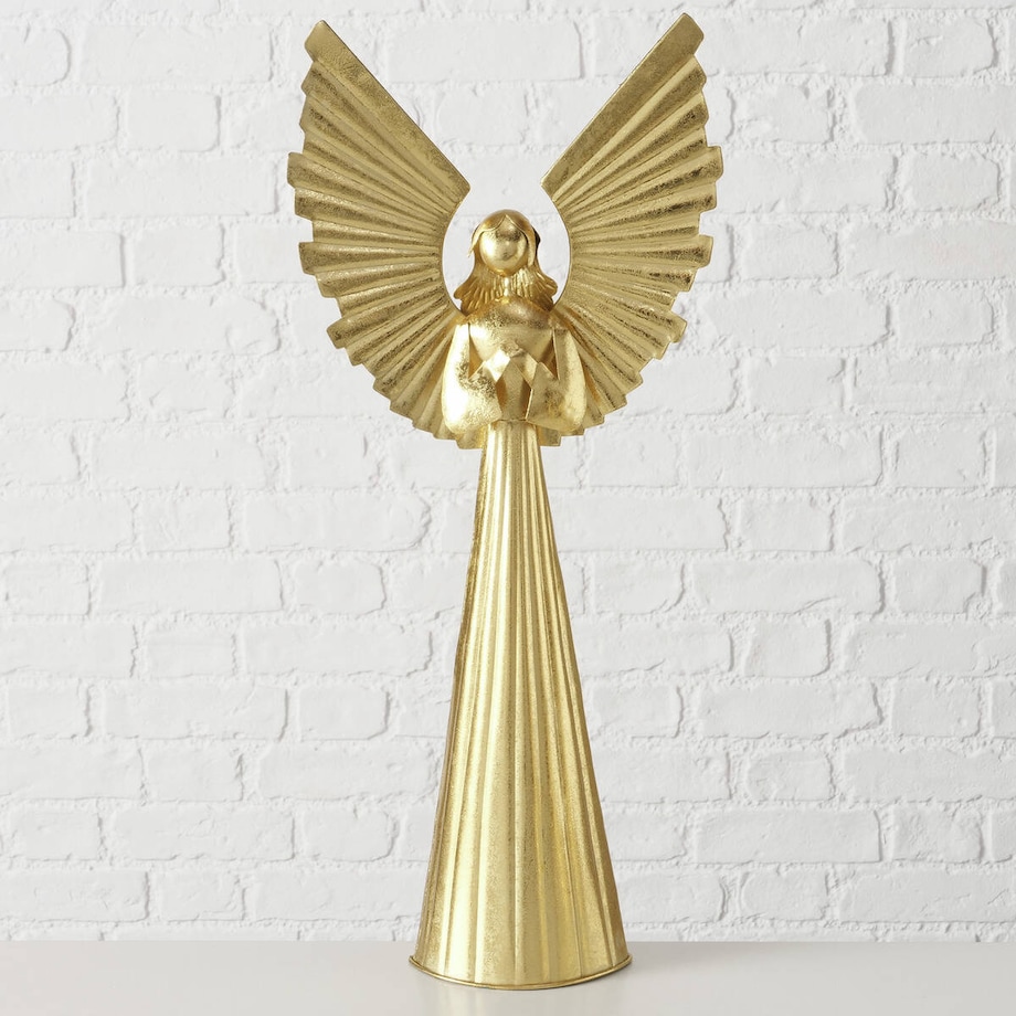 Złota figurka z metalu NURIEL, wysoki anioł 65,5 cm