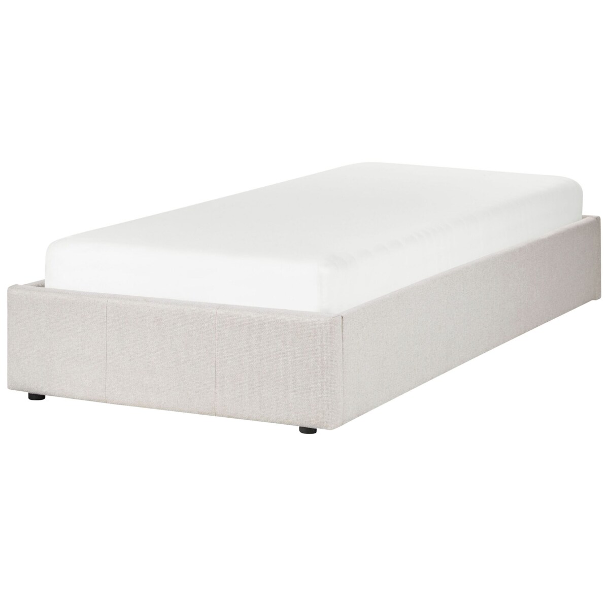 Łóżko z pojemnikiem tapicerowane 90 x 200 cm jasnobeżowe DINAN