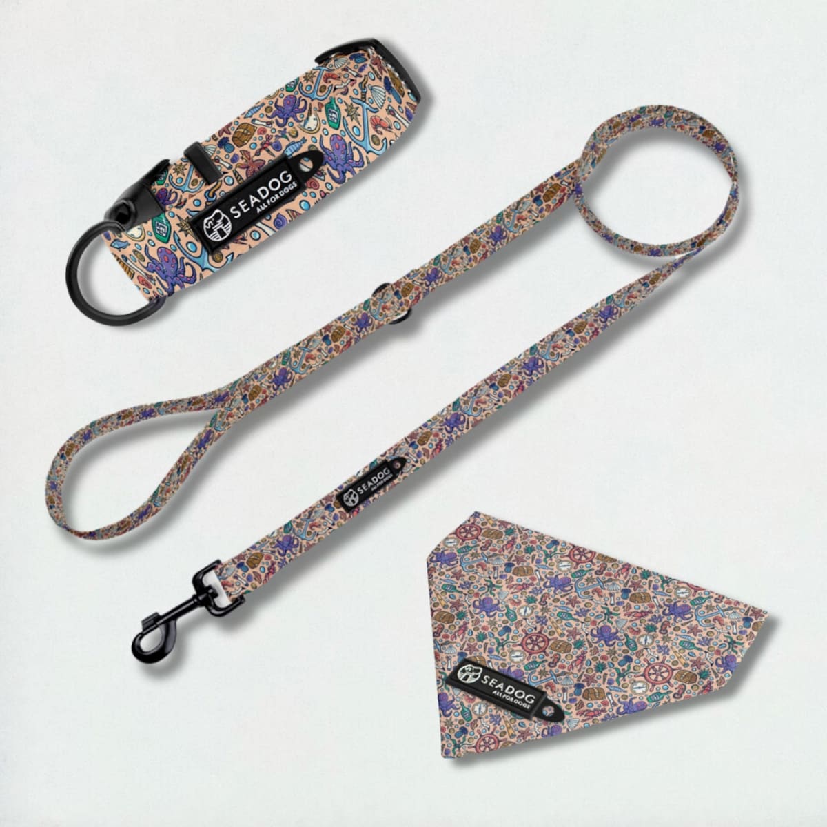 Zestaw: smycz, obroża i bandana, rozmiar M