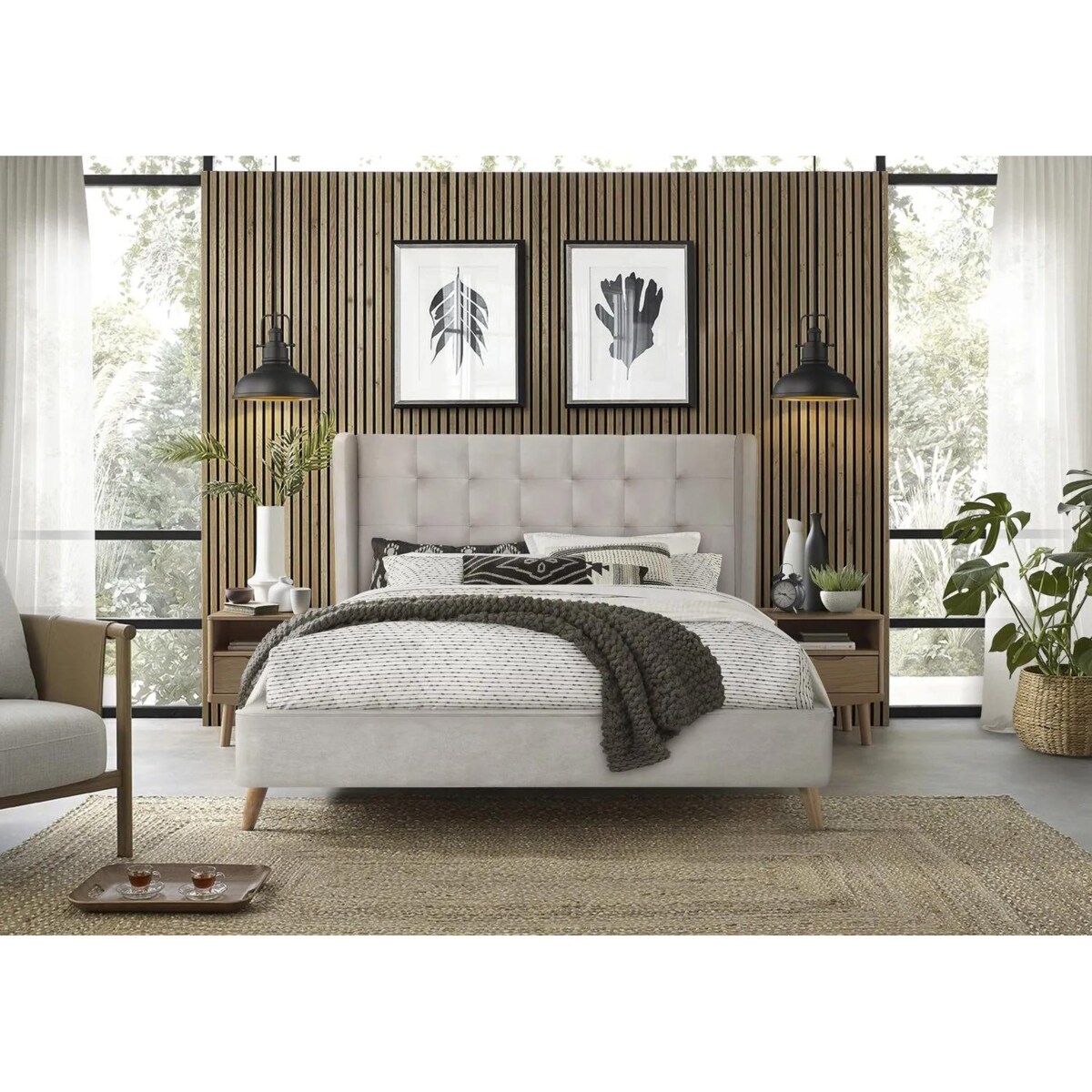 Łóżko tapicerowane ESTELLA 160x200 beżowe