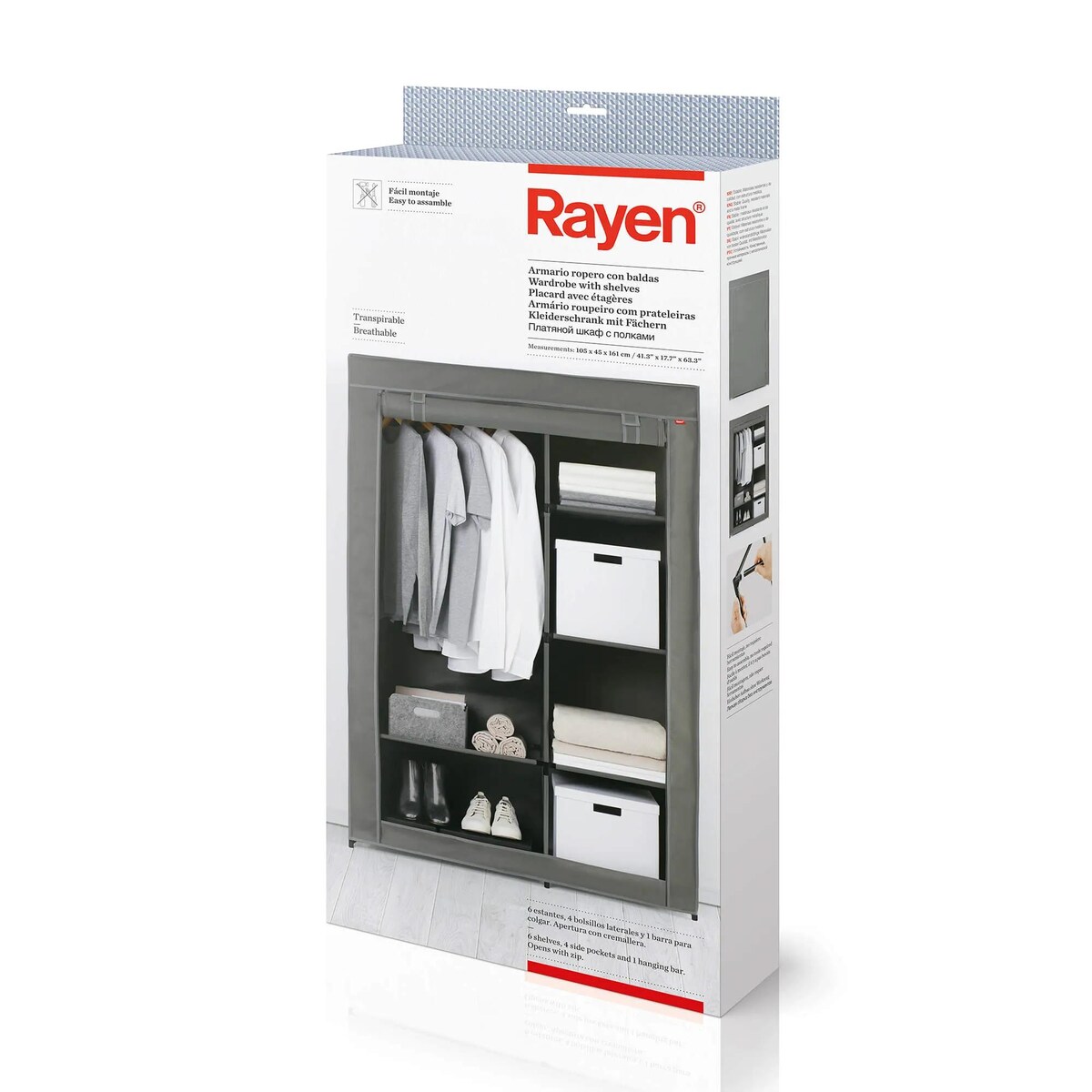 Tekstylna szafa 105 x 45 x 161 cm Rayen