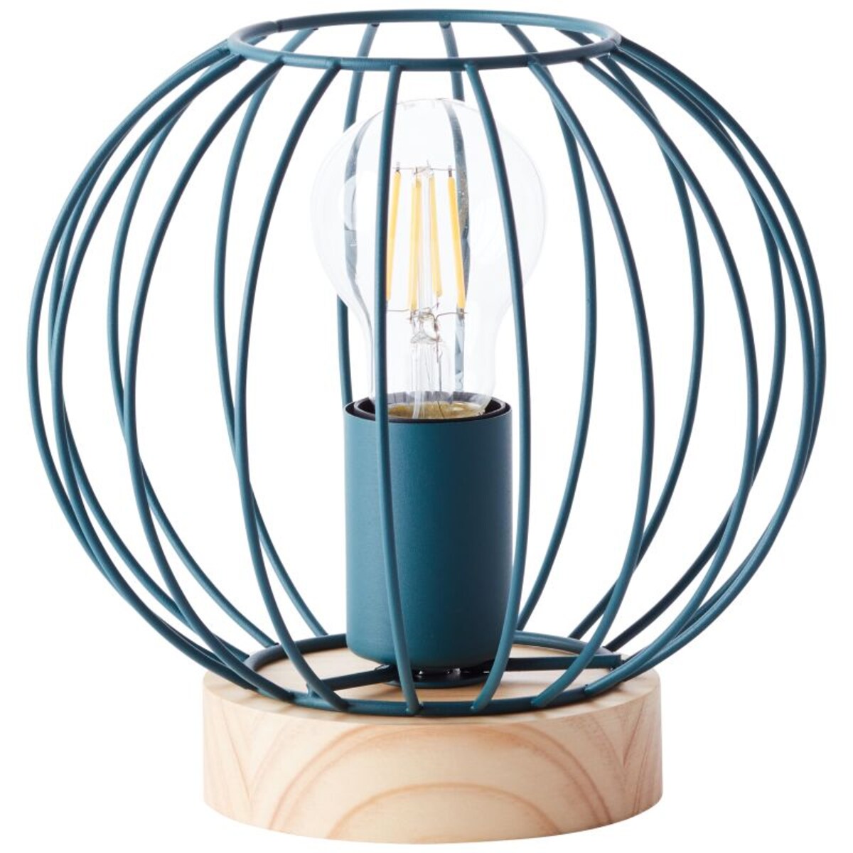 Kulista lampka nocna Sorana 93044/73 Brilliant druciana klatka drewno turkus