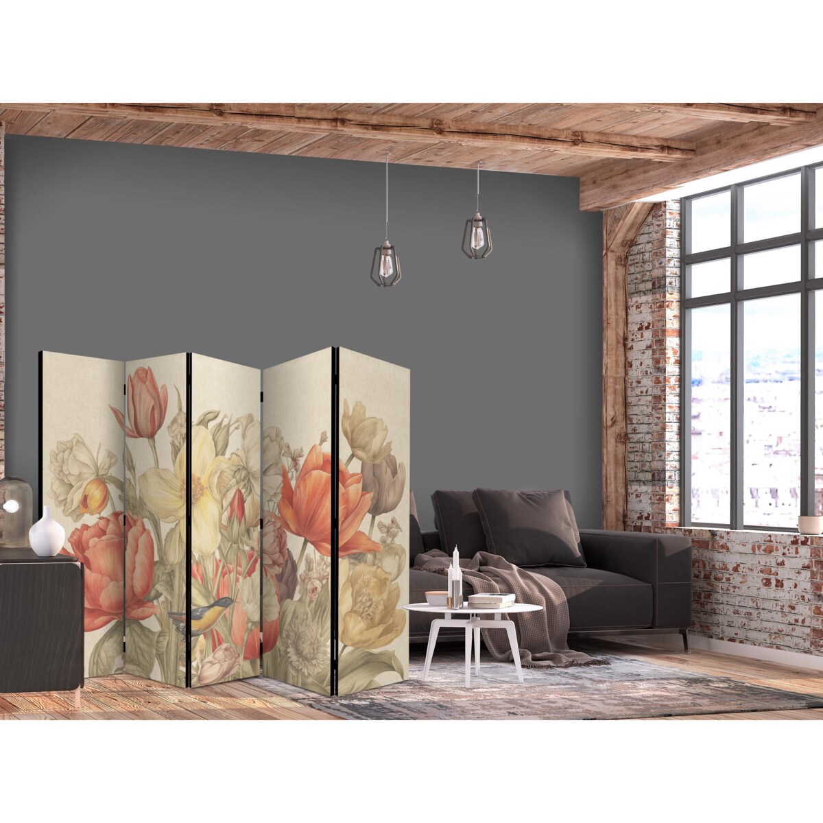 Parawan Akustyczny Bukiet Z Tulipanami 225x172cm