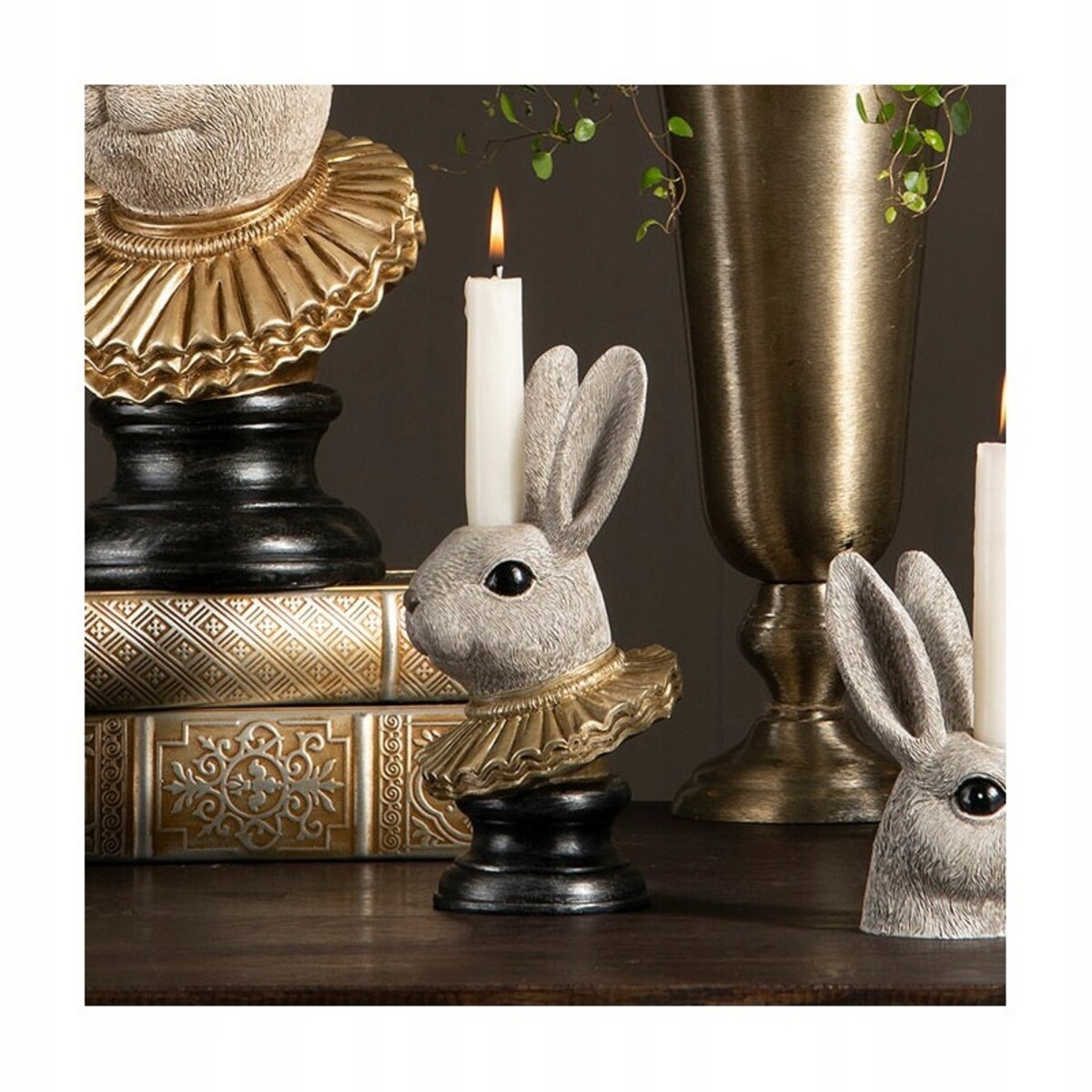 ŚWIECZNIK WIELKANOCNY ZAJĄC FIGURKA KANDELABR NA WIELKANOC ZAJĄCZEK OZDOBA