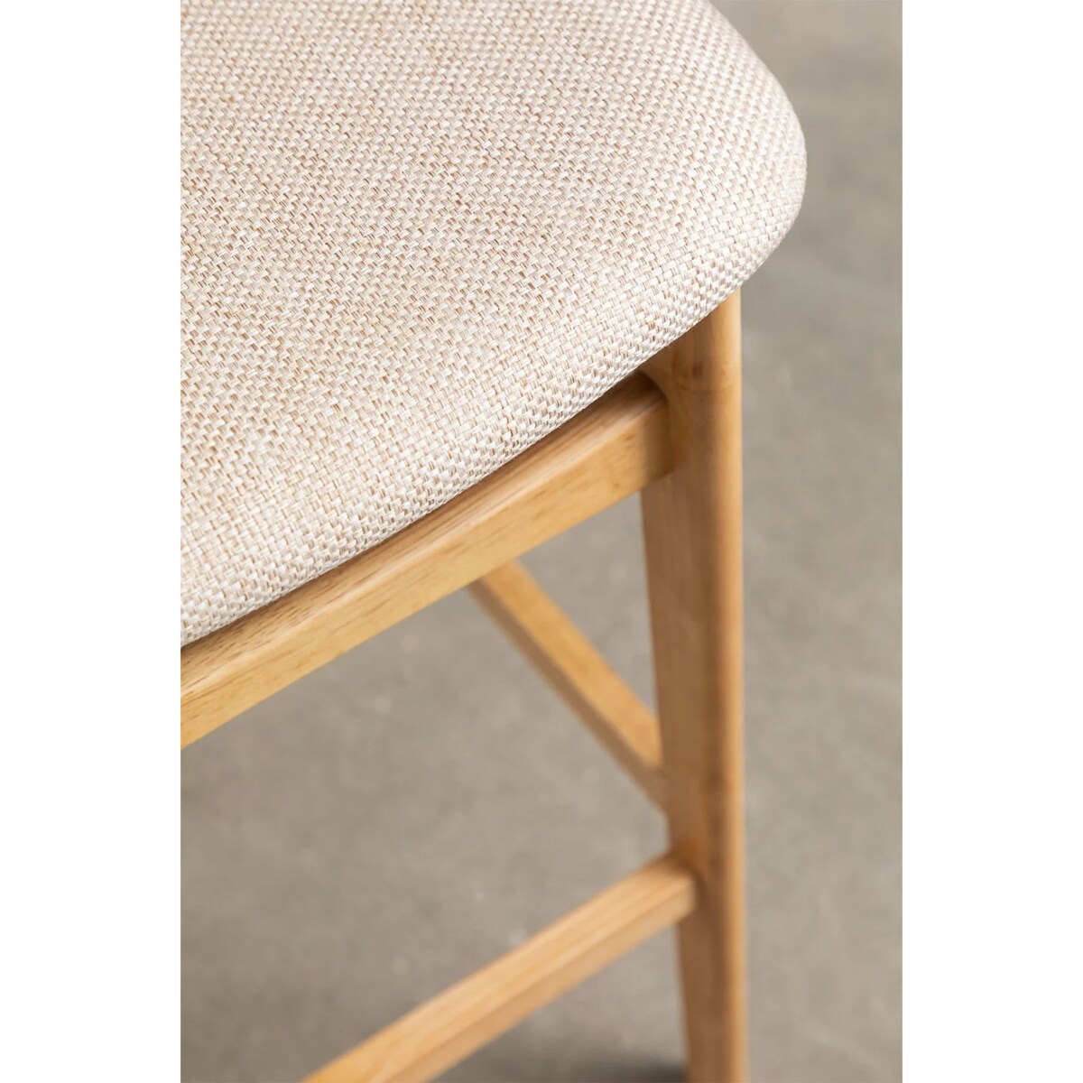 Krzesło barowe z beżowej tkaniny lnianej i drewna Cloda 75 cm