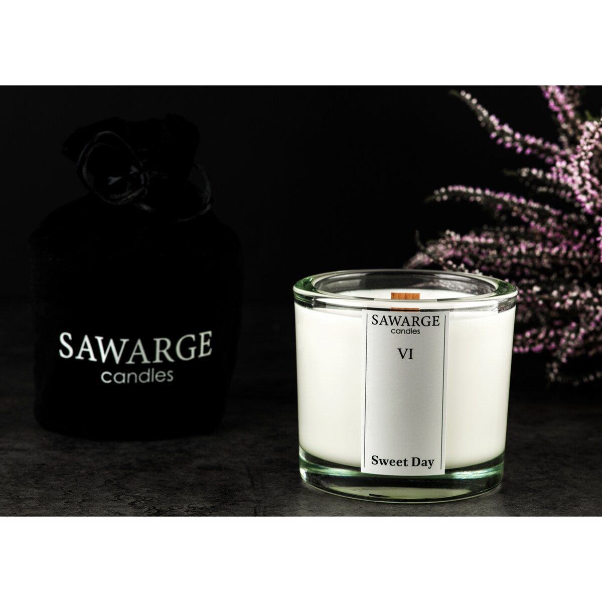 Świeca Zapachowa Sojowa No6 / Drewniany Knot/40h/Sweet Day/200g