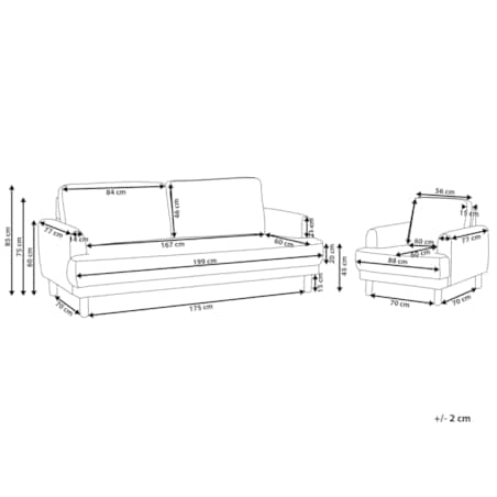 Zestaw wypoczynkowy tapicerowany beżowoszary TUVE