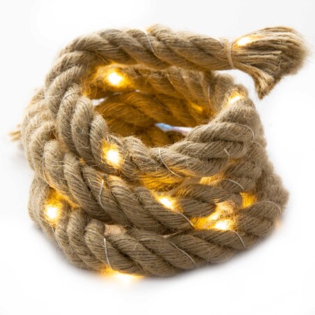 Lampki Led Sznur Parciany Jutowy 120Cm 20 Led Deko