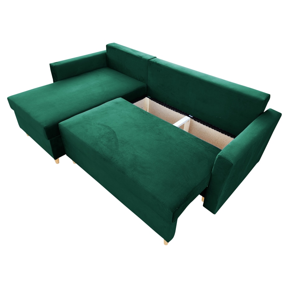 Narożnik z funkcją spania MON - butelkowa zieleń