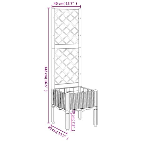 vidaXL Donica ogrodowa z kratką, niebieskoszara, 40x40x142 cm, PP