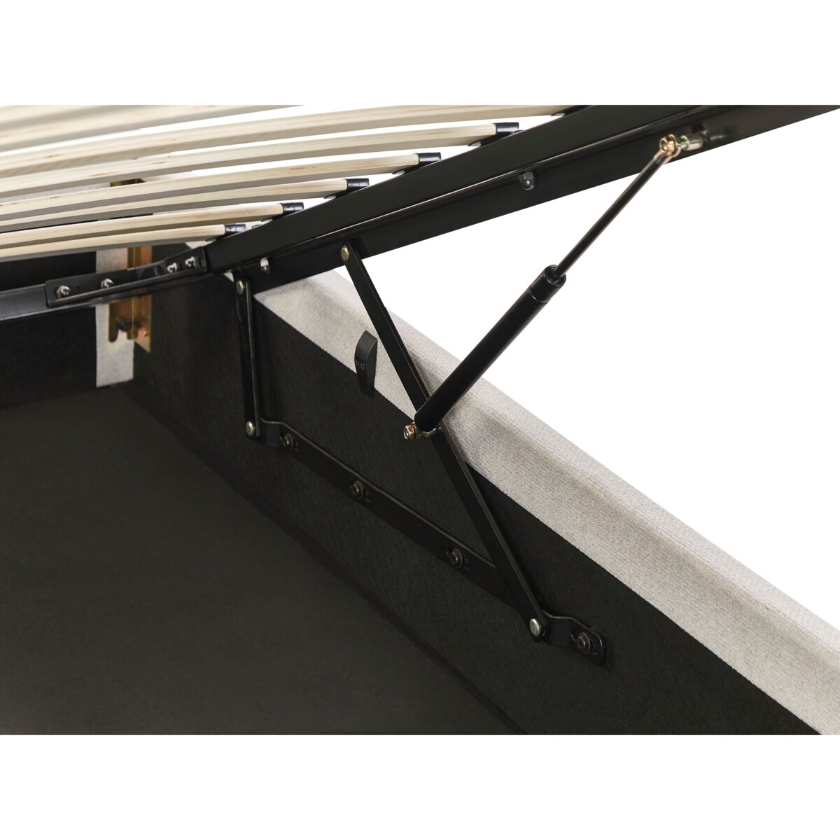 Łóżko z pojemnikiem tapicerowane 180 x 200 cm jasnobeżowe DINAN