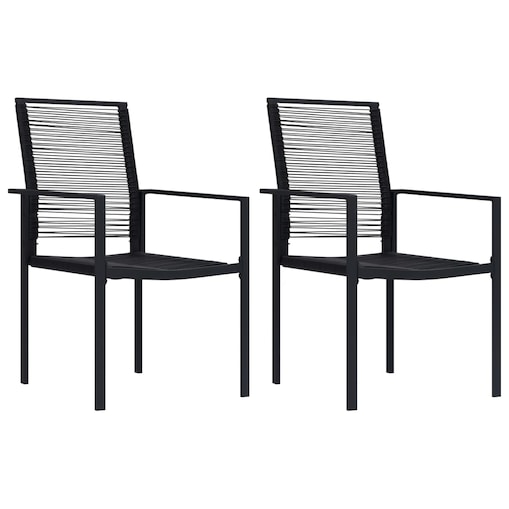 vidaXL Krzesła ogrodowe, 2 szt., rattan PVC, czarne