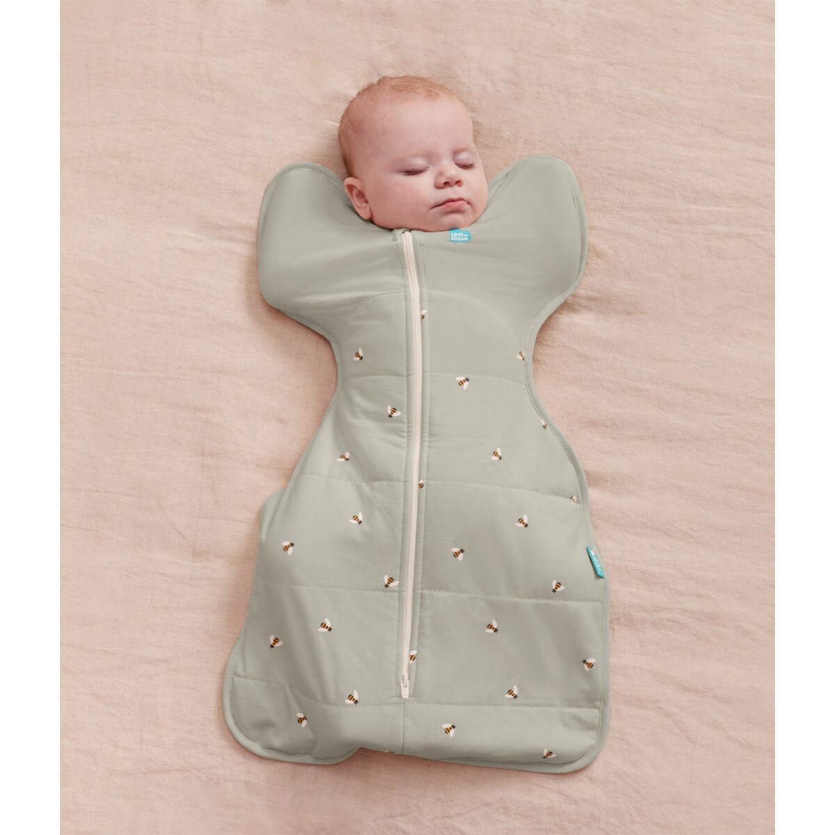 Otulacz Swaddle UP - pikowany rozmiar S - oliwkowy pszczółki - ETAP 1 - TOG 2.5