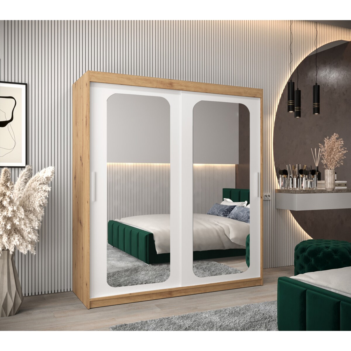 Szafa przesuwna Garderoba PROMO T3 180 artisan/biały