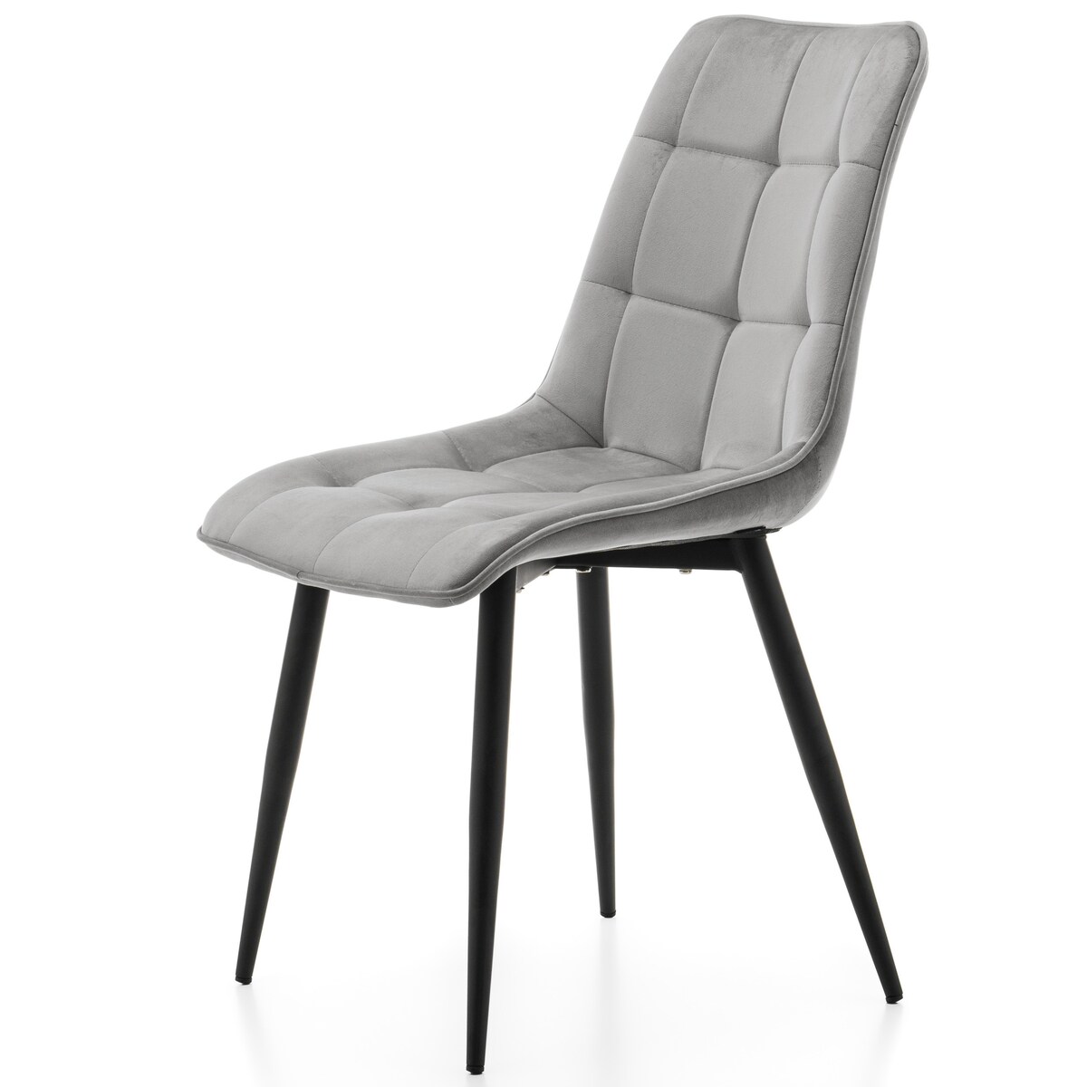 Krzesło tapicerowane welurowe CHIC velvet jasnoszary do salonu jadalni