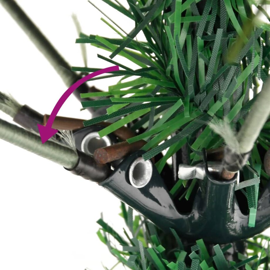 vidaXL Sztuczna choinka z lampkami i szyszkami, zielona 225 cm, PVC/PE