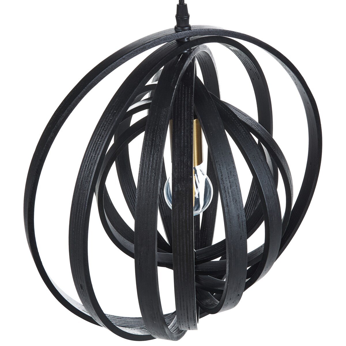 Lampa wisząca MURRELL Drewno topolowe Czarny