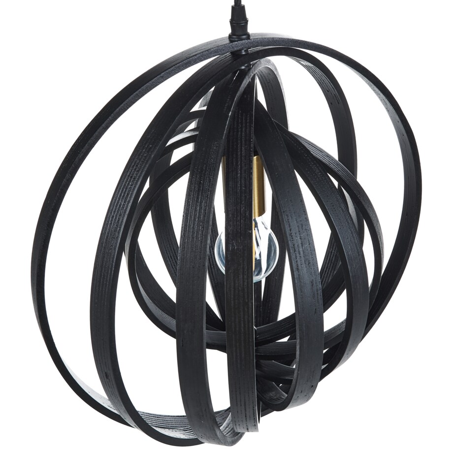 Lampa wisząca MURRELL Drewno topolowe Czarny