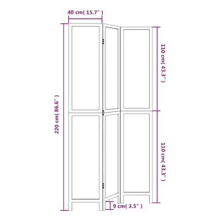 vidaXL Parawan pokojowy, 3-panelowy, ciemny brąz, lite drewno paulowni