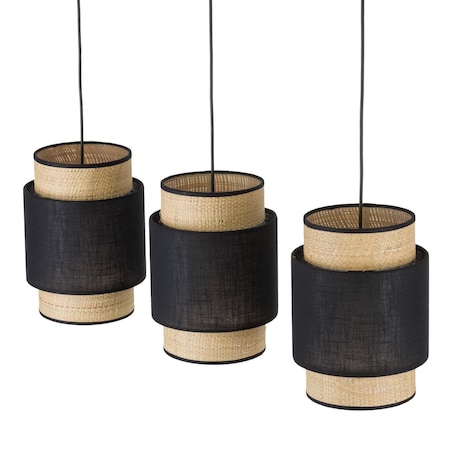 Lampa zwieszana potrójna na listwie Boho 5658 TK Lighting czarna słomkowa