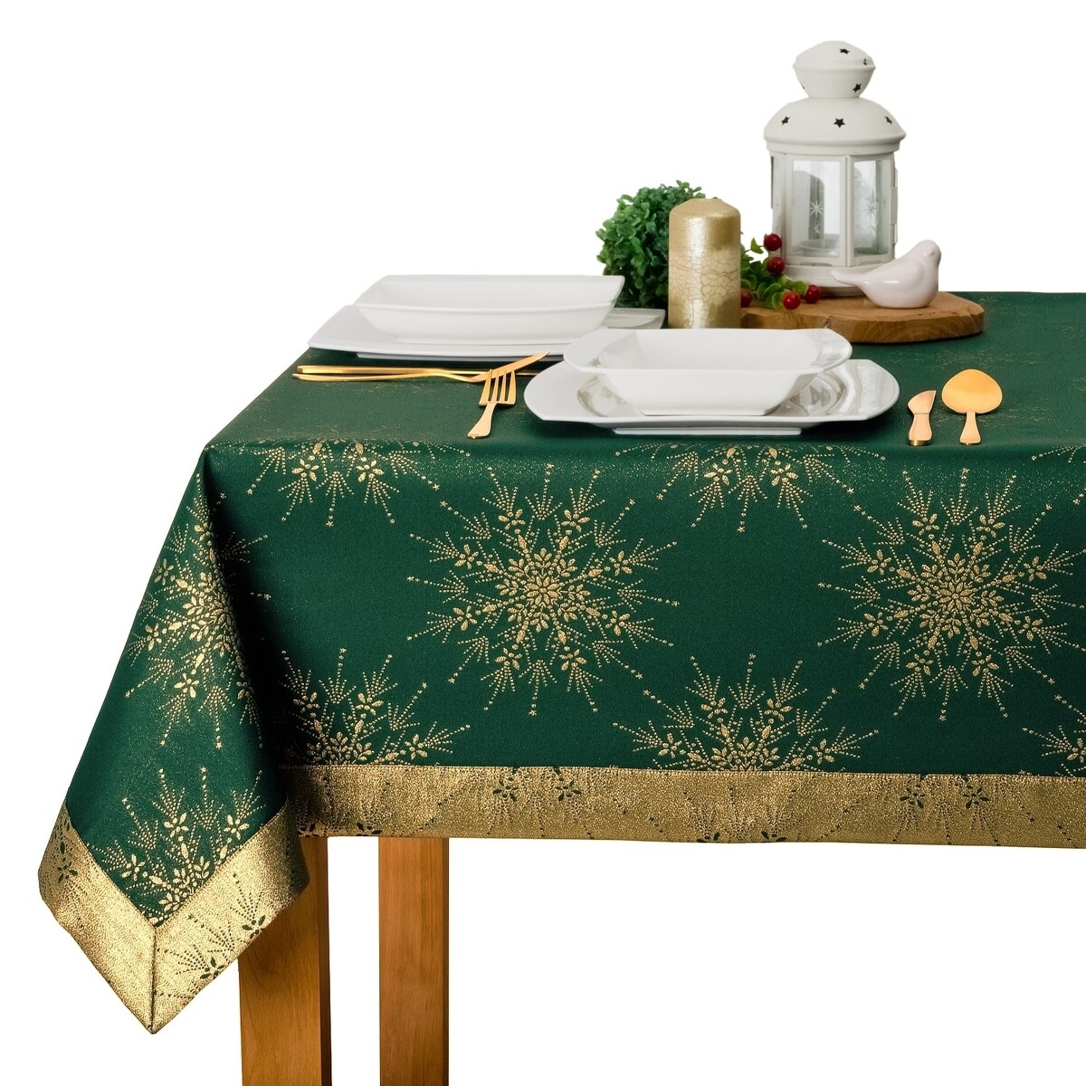 Obrus Śnieżynka zielony - 120x180 cm - zielony