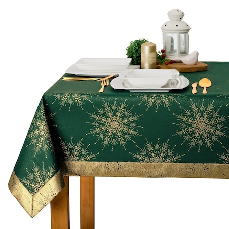 Obrus Śnieżynka zielony - 120x180 cm - zielony